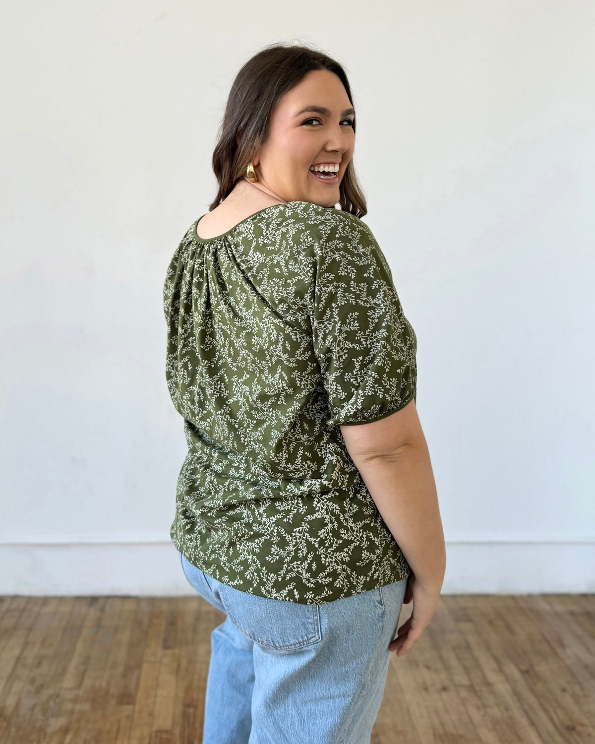 SYLVIE printed top in Olive/Ivory