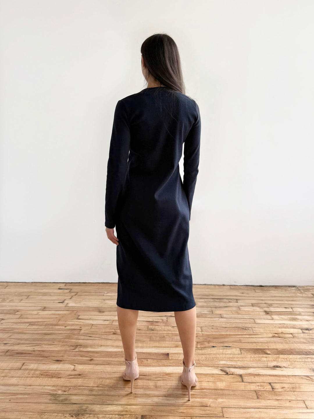 ELENA rib-knit dress in Midnight Navy