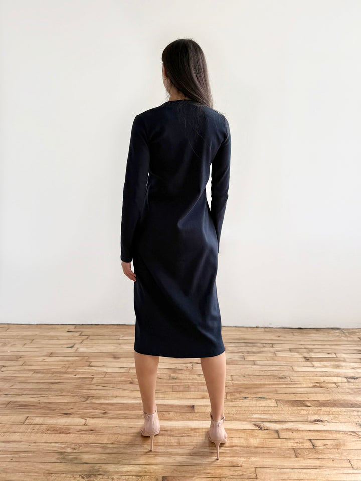 ELENA rib-knit dress in Midnight Navy