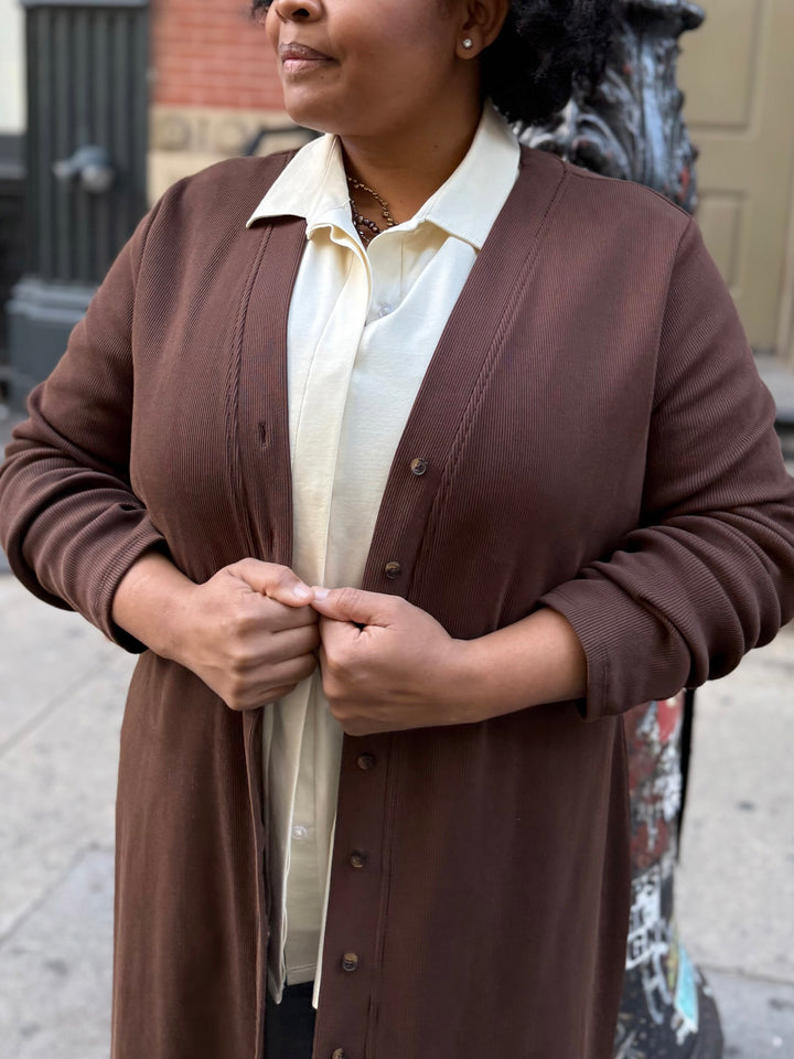 ELENA rib-knit dress in Espresso