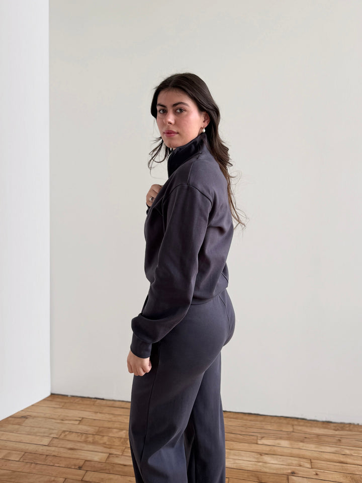 LONDON heavy knit pants in Gunmetal