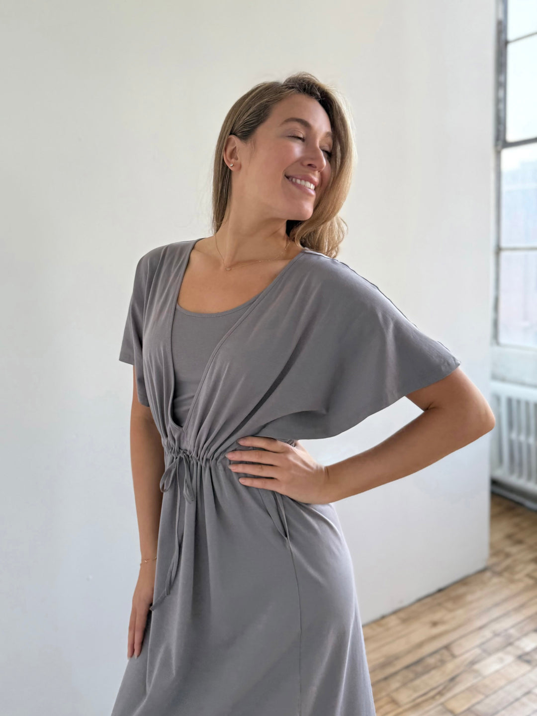 GIANNA swim cover-up dress in Circular Grey