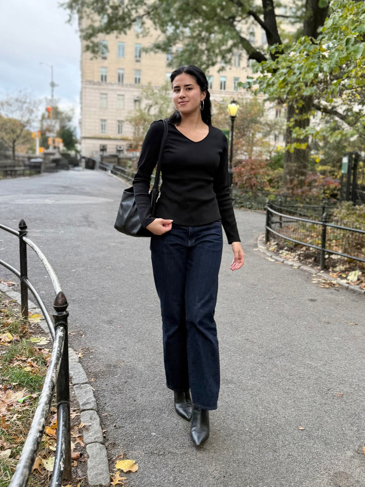 VERA rib-knit top in Black