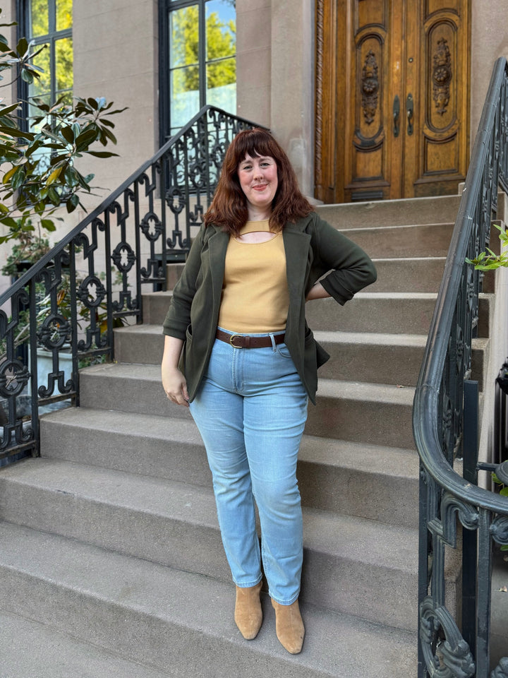 CROSBY rib knit blazer in Olive Shadow