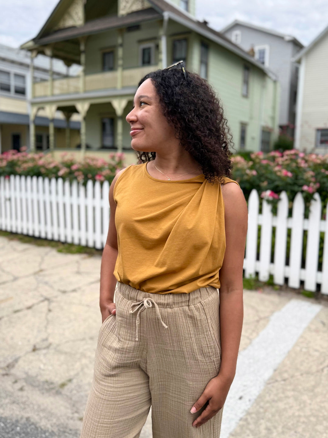 FLORENCE gauze pants in Sandy Tan