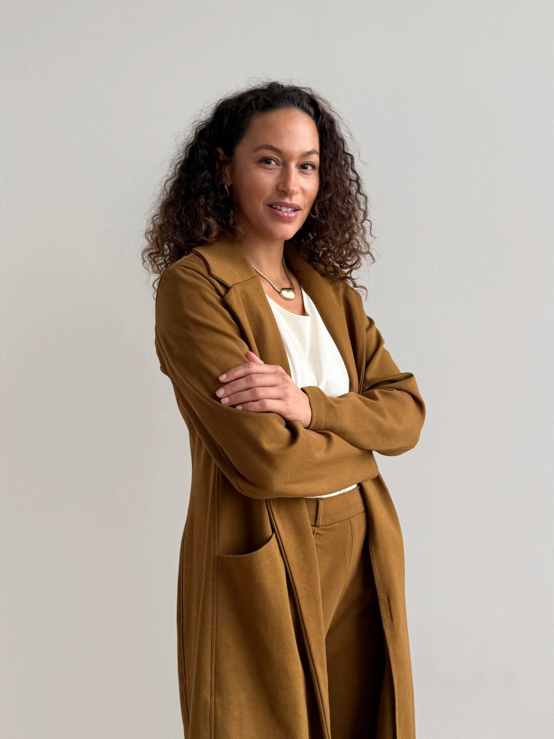 EMORY heavy knit coatigan in Warm Sienna