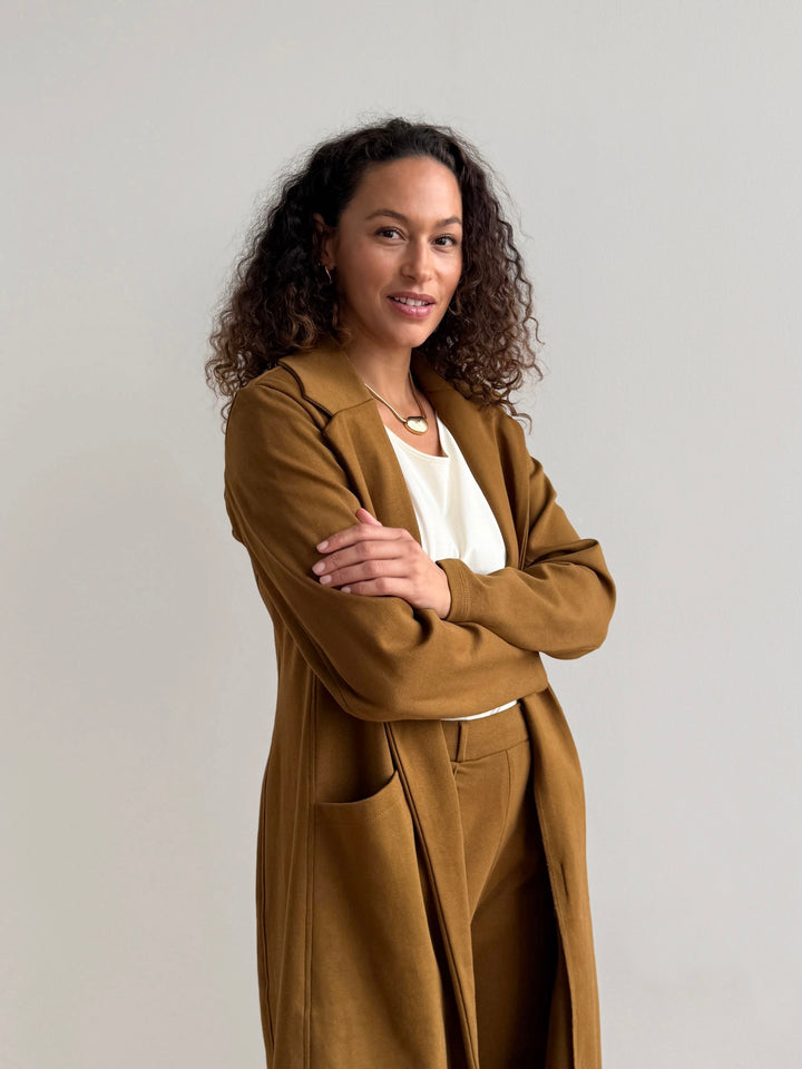 EMORY heavy knit coatigan in Warm Sienna