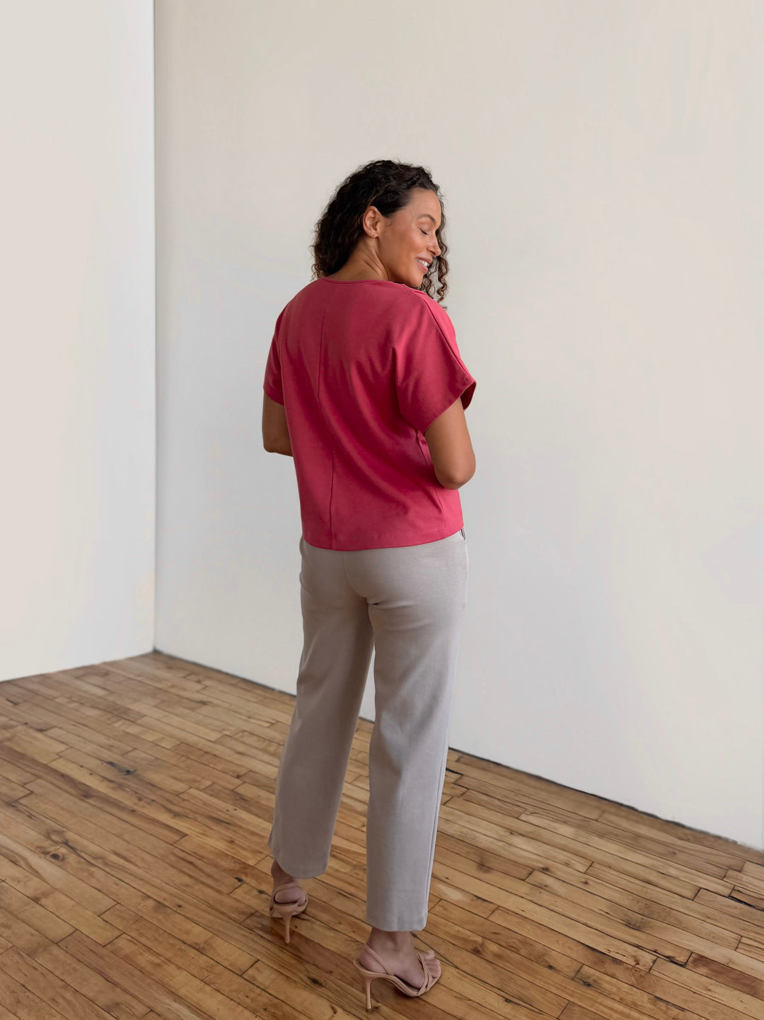 JEANINE heavy-knit top in Soft Hibiscus