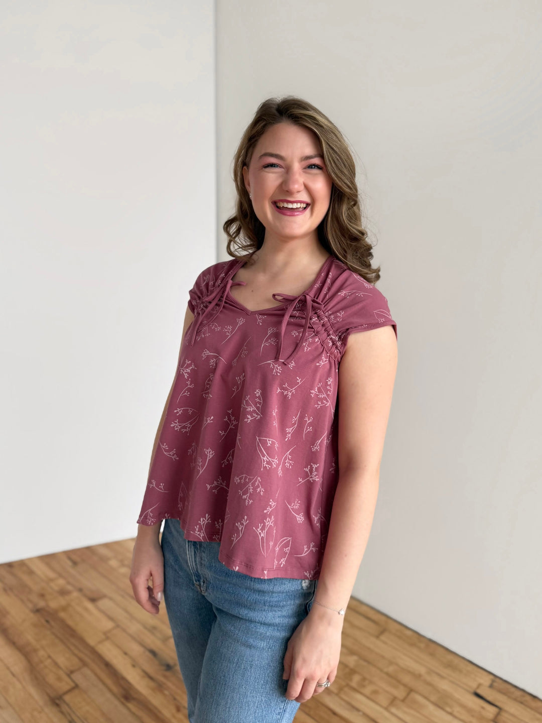 BRIAR tank in Vintage Mauve/White