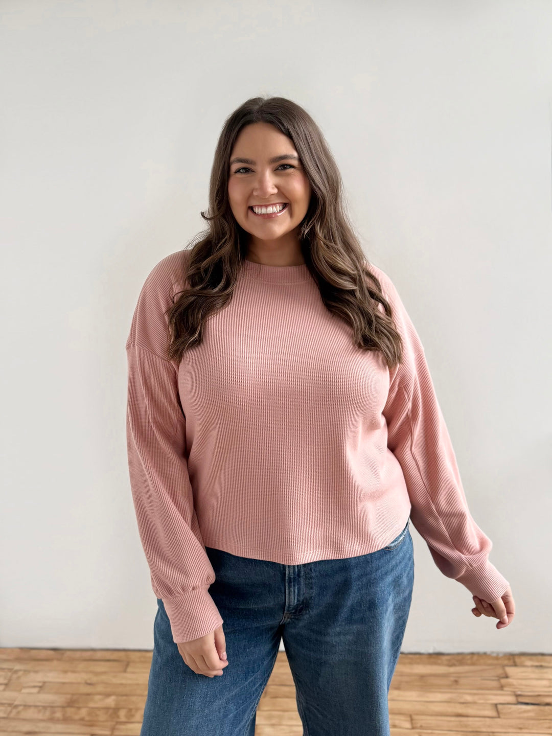 HARPER waffle knit top in Earthy Rose