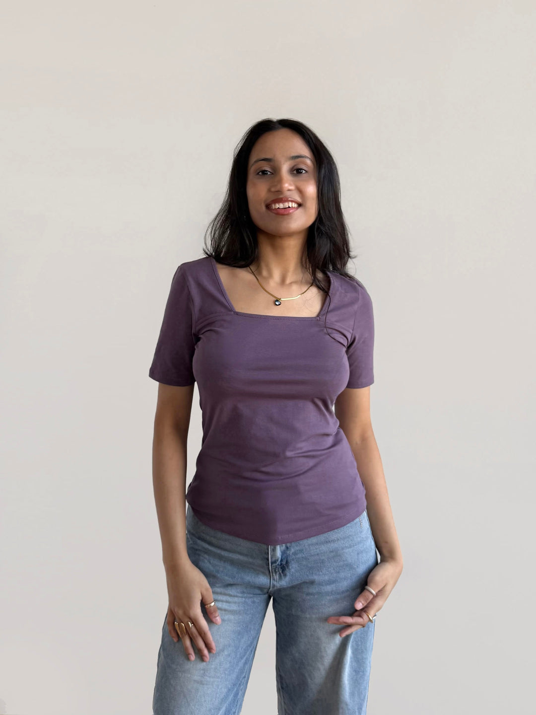 MILA fitted tee in Smoky Purple