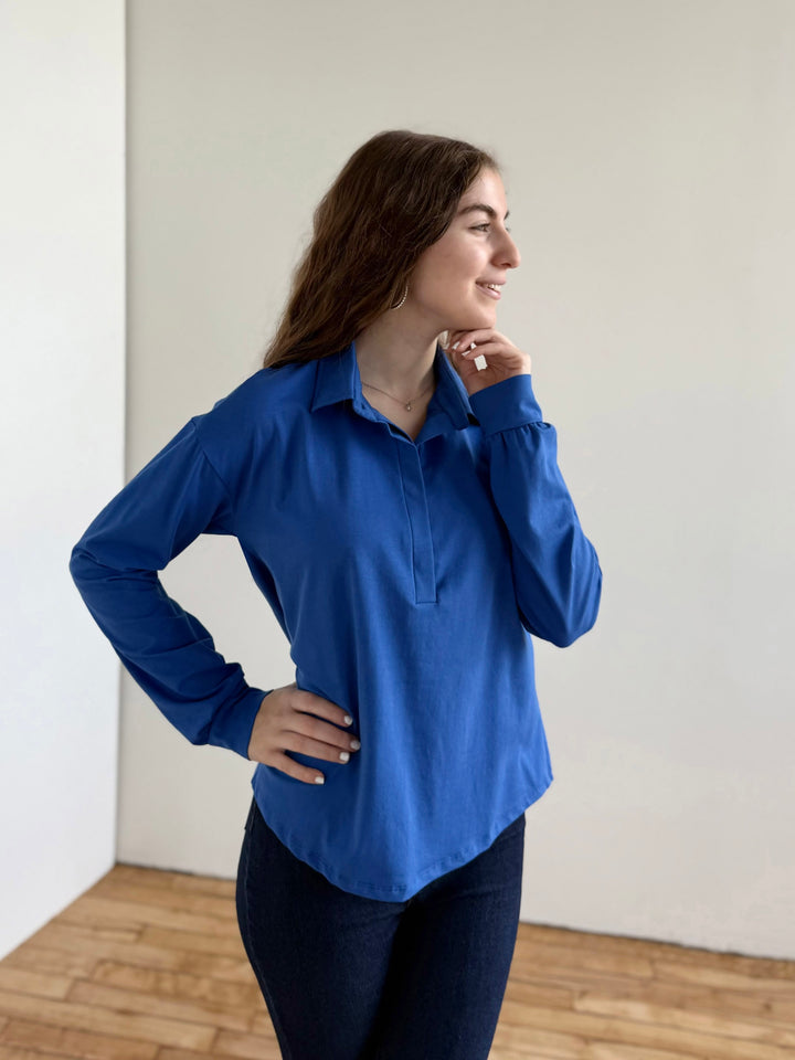 MICAH jersey top in Blue Iolite