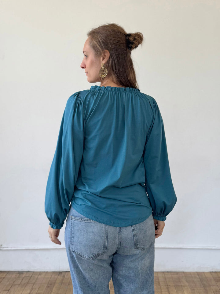ROCHELLE top in Peacock Blue