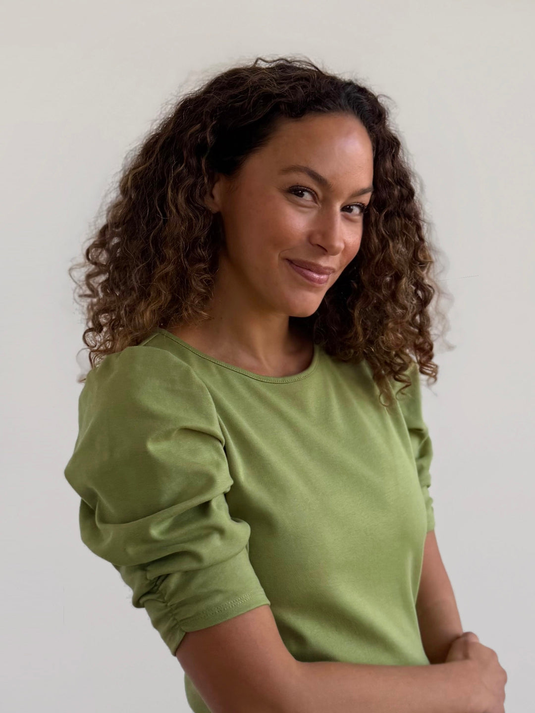 CORALIE doubleknit top in Grass Green