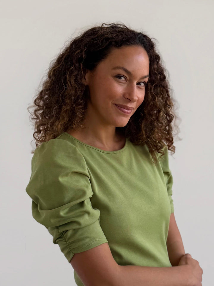 CORALIE doubleknit top in Grass Green
