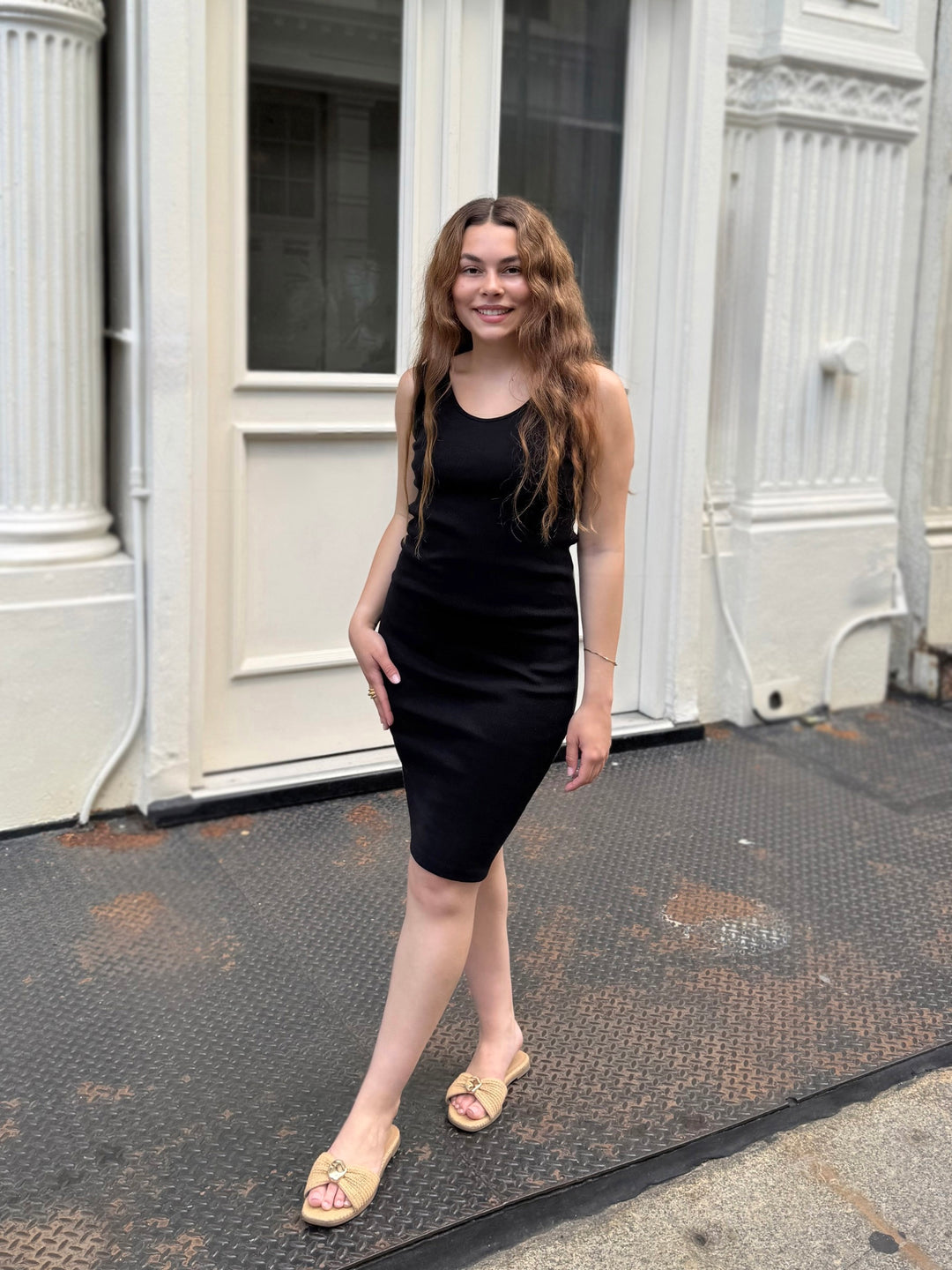 ROMY rib-knit dress in Black