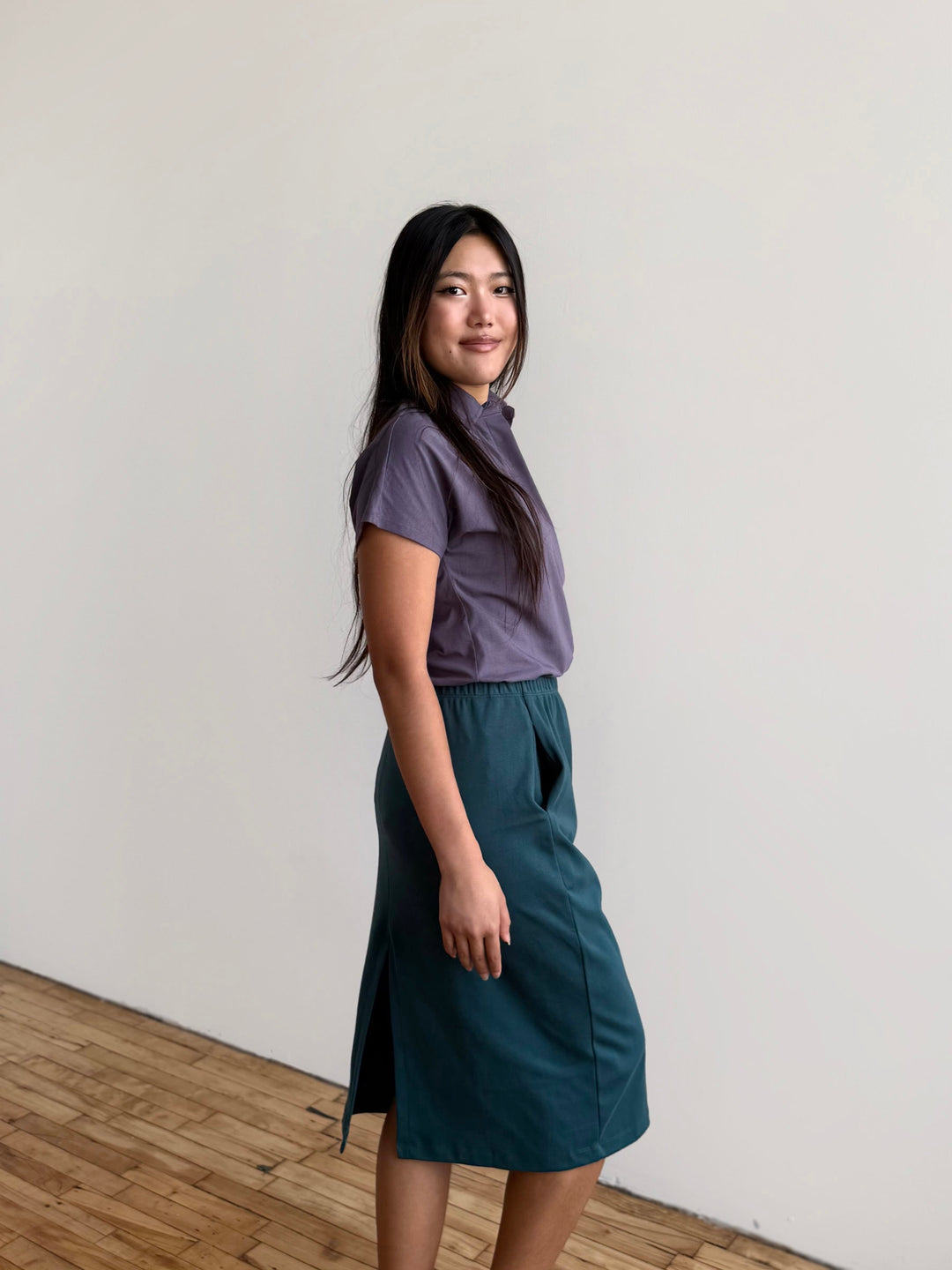 DANIELLE heavy-knit skirt in Deep Sea