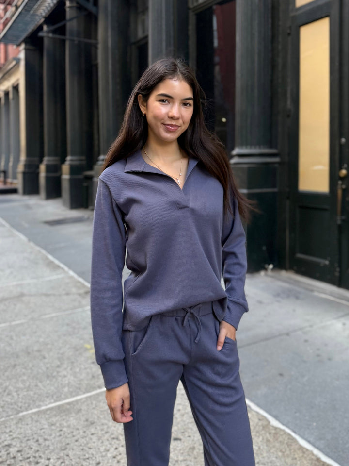 OWEN waffle knit joggers in Stonewash