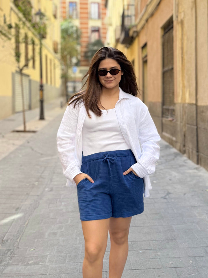 MADRID gauze shorts in Bluebird