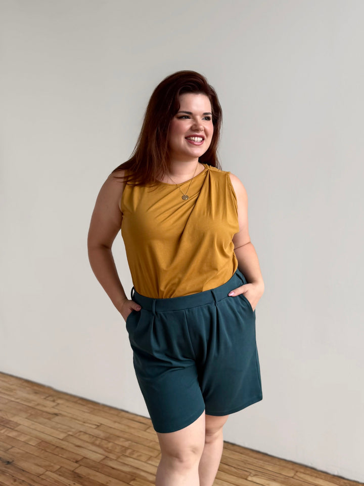 AVERIE heavy knit shorts in Deep Sea