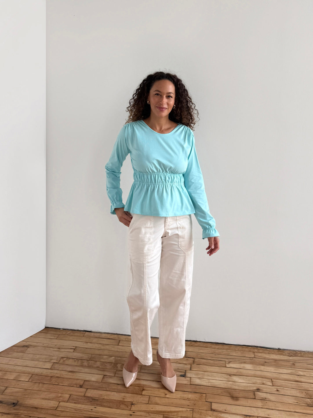 IRINA jersey top in Crisp Aqua