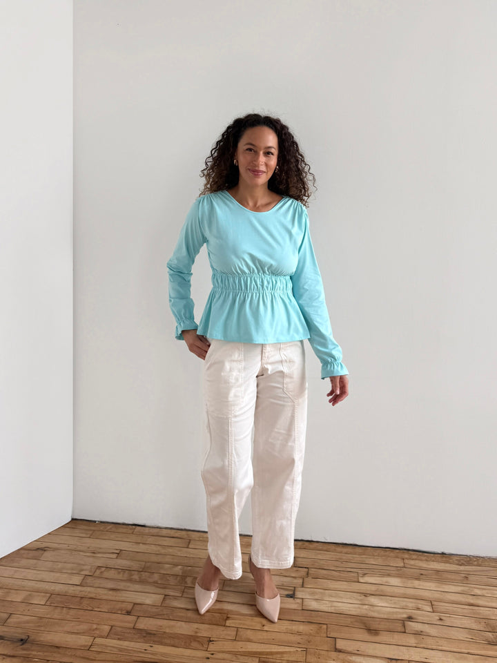 IRINA jersey top in Crisp Aqua