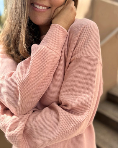 HORIZON waffle knit top in Earthy Rose