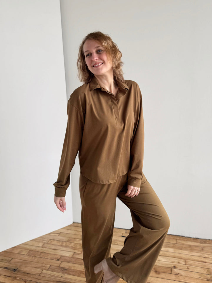 ANDRI jersey pants in Kona Brown