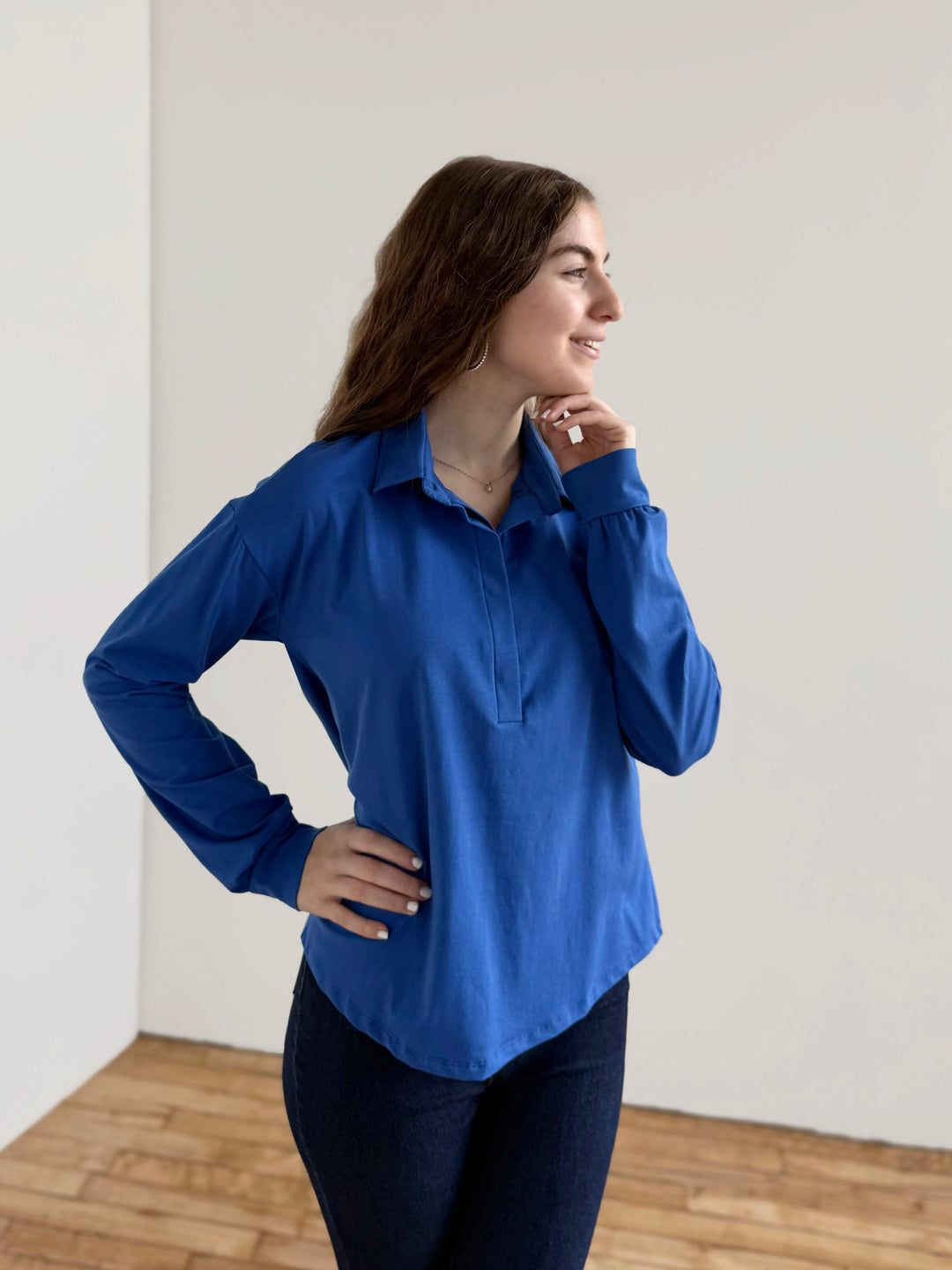 MICAH jersey top in Blue Iolite