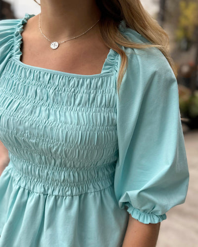 BEATRICE top in Crisp Aqua