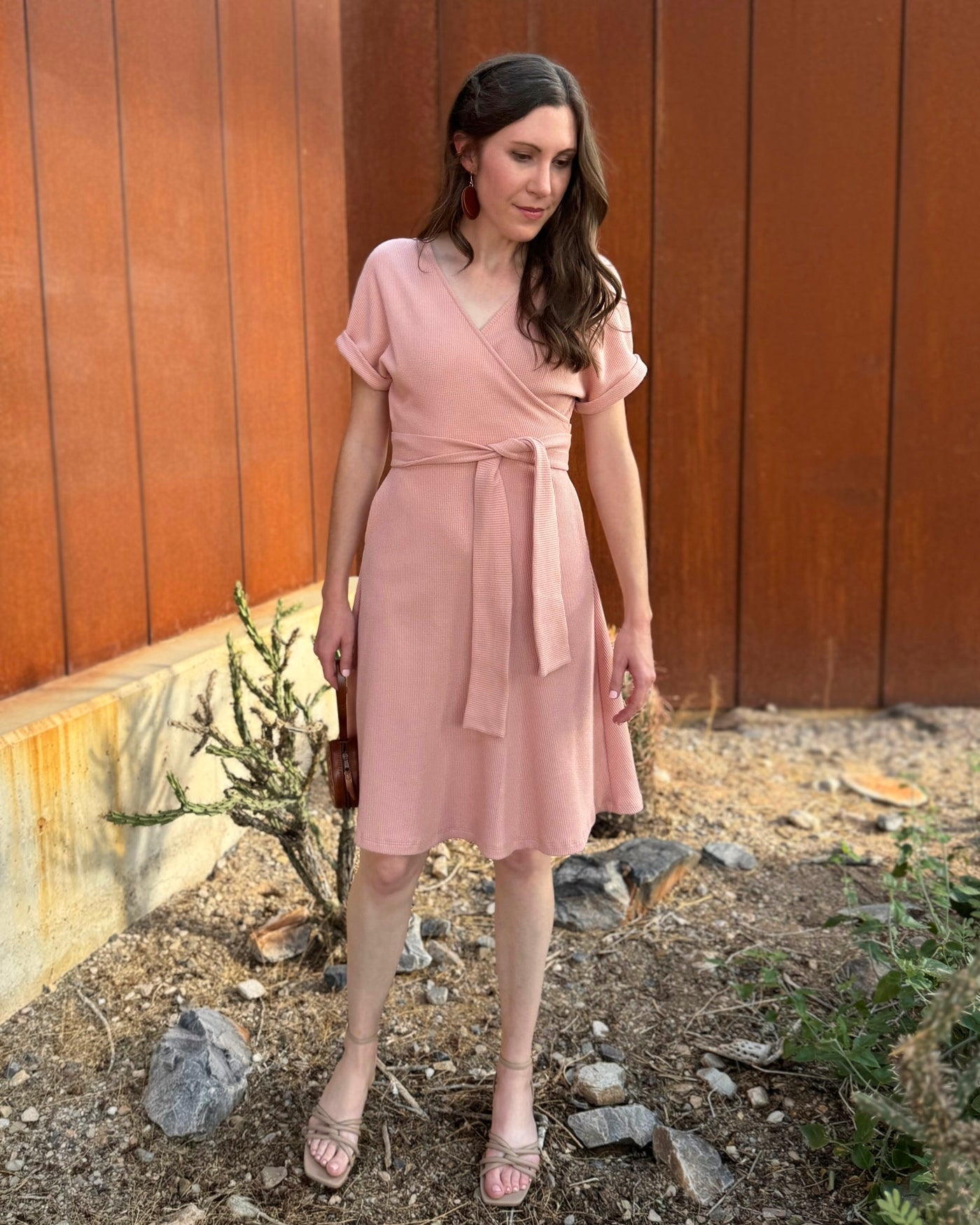 ALOE waffle knit dress in Earthy Rose