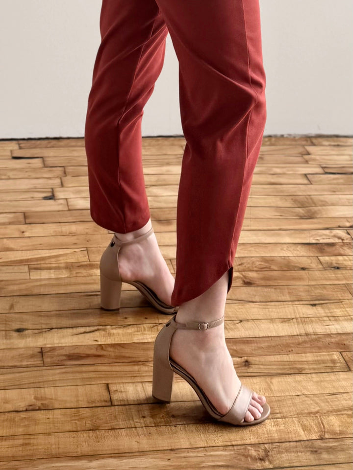 SOPHIA tulip hem pants in Red Amber