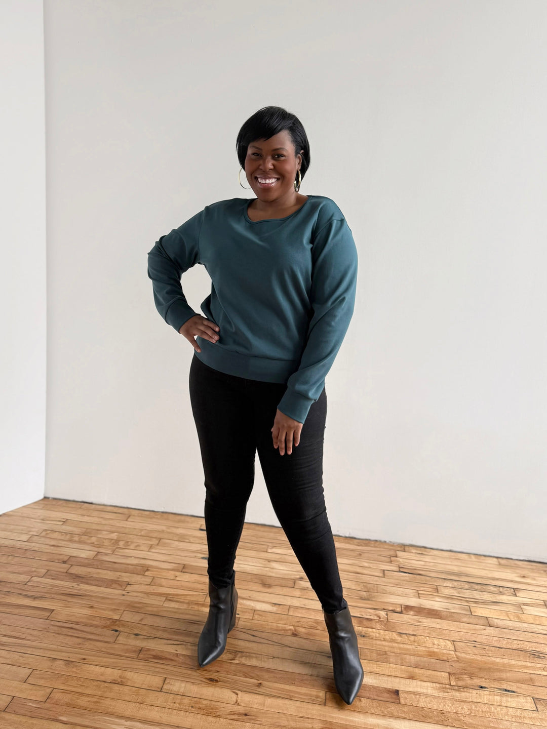 PERCY heavy knit top in Deep Sea