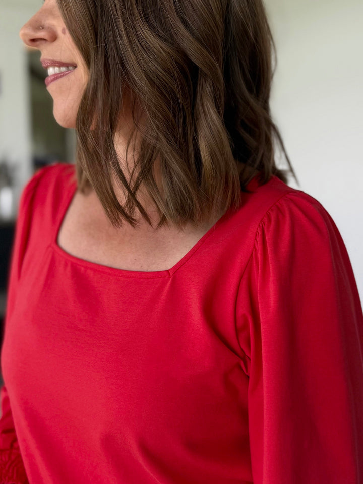 DARLA top in Bright Red