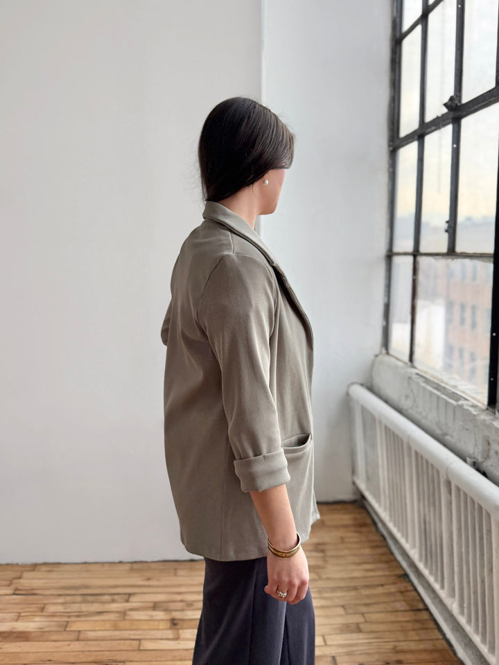 CROSBY rib knit blazer in Light Sage