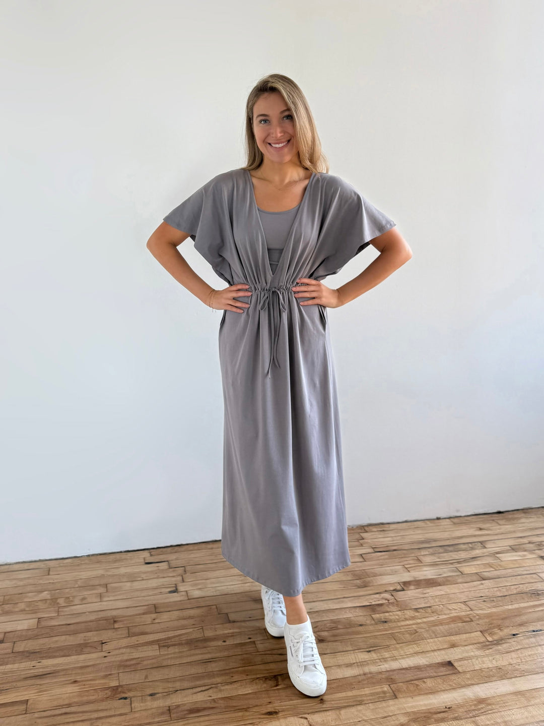 GIANNA swim cover-up dress in Circular Grey
