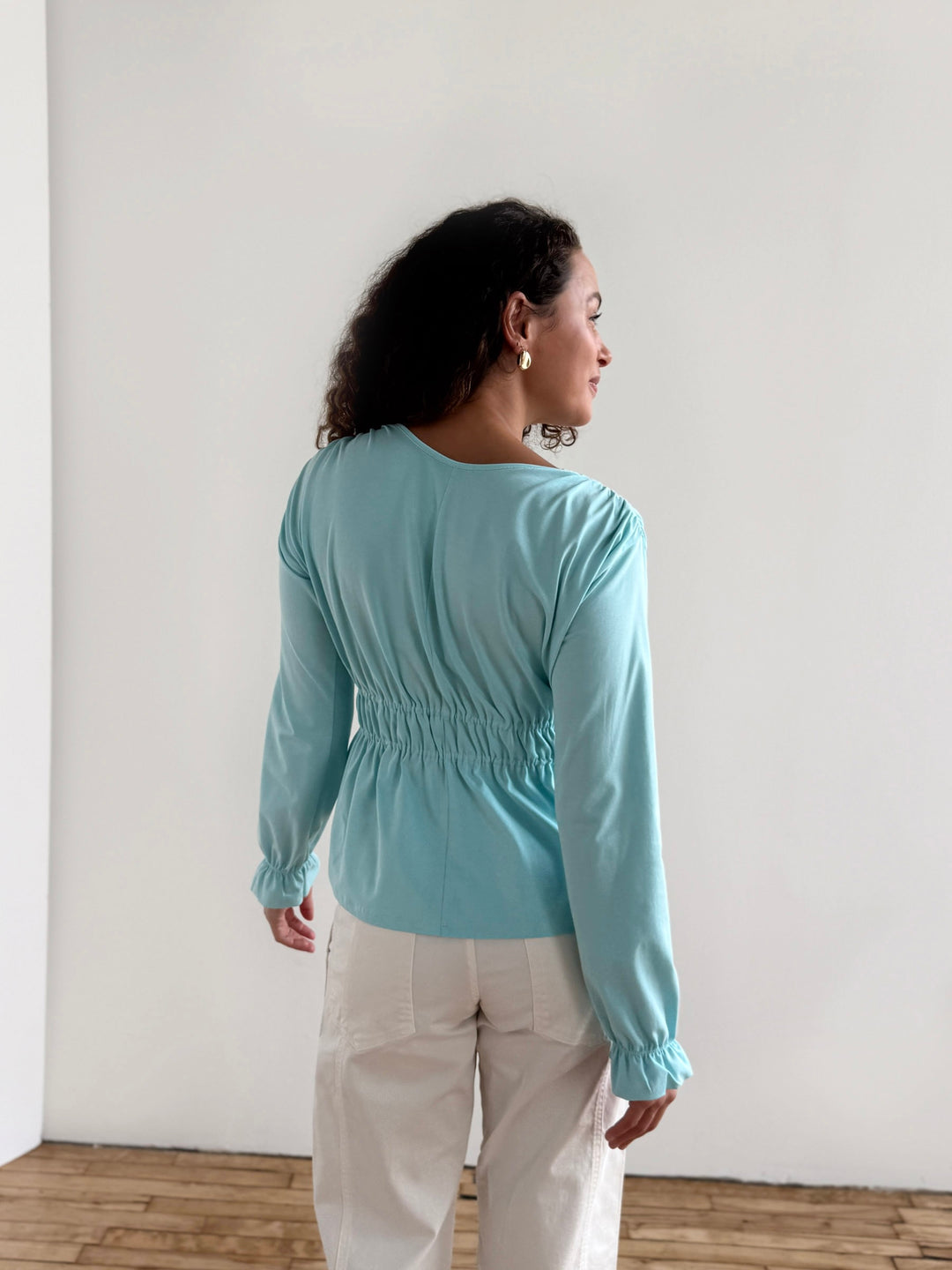 IRINA jersey top in Crisp Aqua