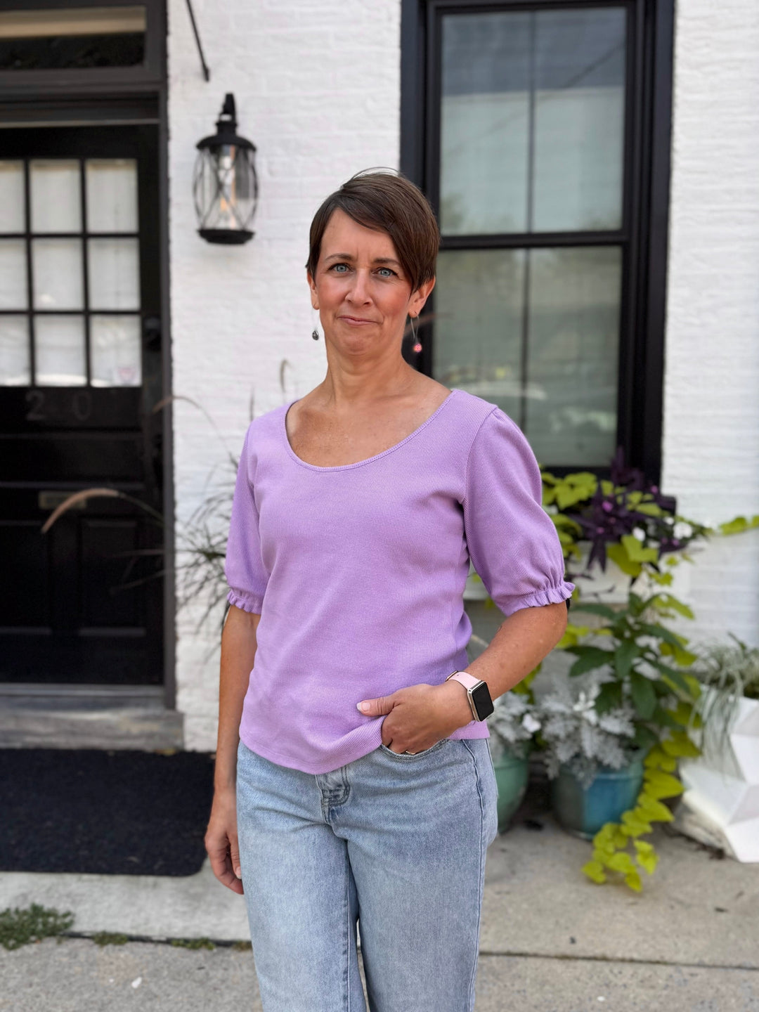 TALIA rib knit top in Purple Lilac