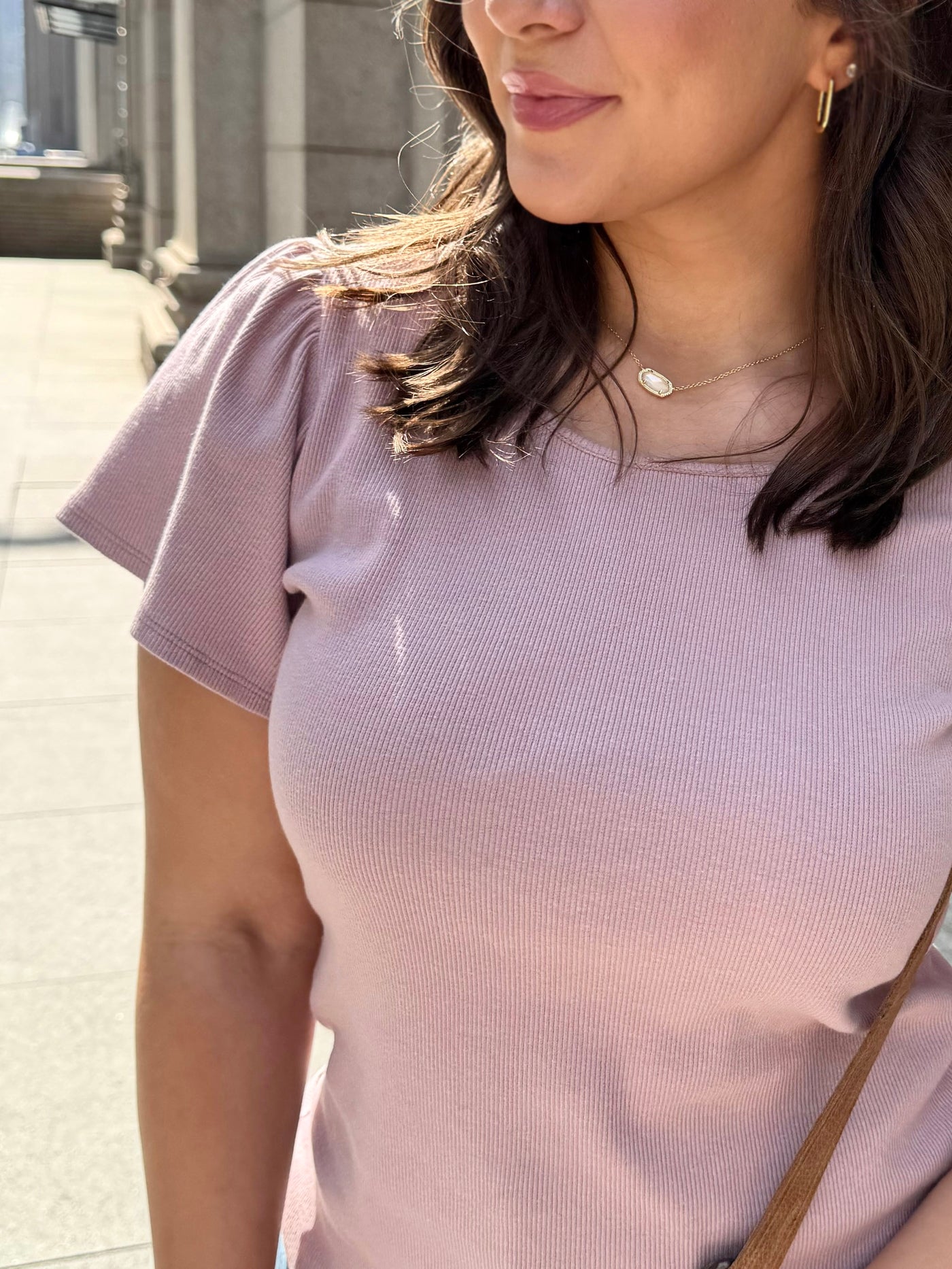 ZADIE rib knit tee in Dusty Lilac