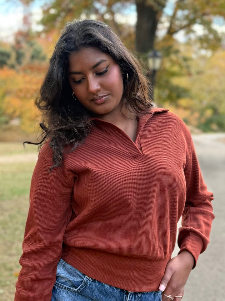 SEDONA waffle knit top in Cherrywood