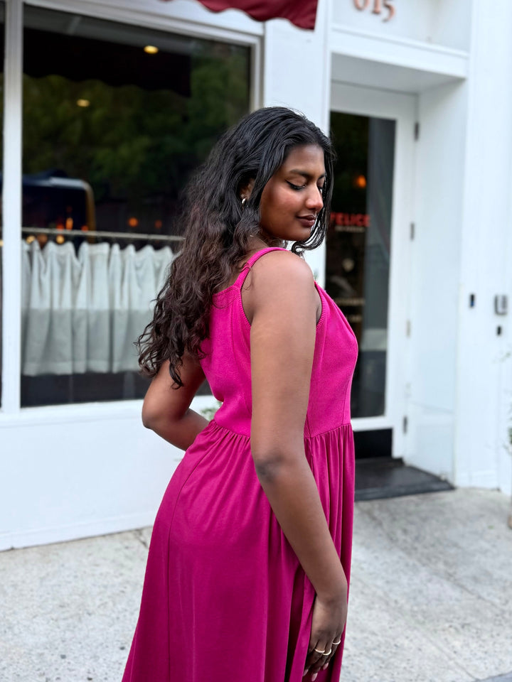 MARIBEL dress in Hot Pink/Garnet Pink