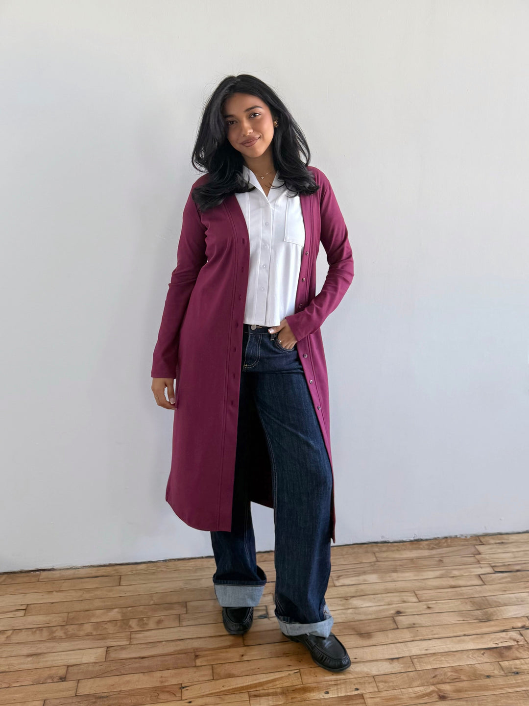 LENA doubleknit duster/dress in Raspberry