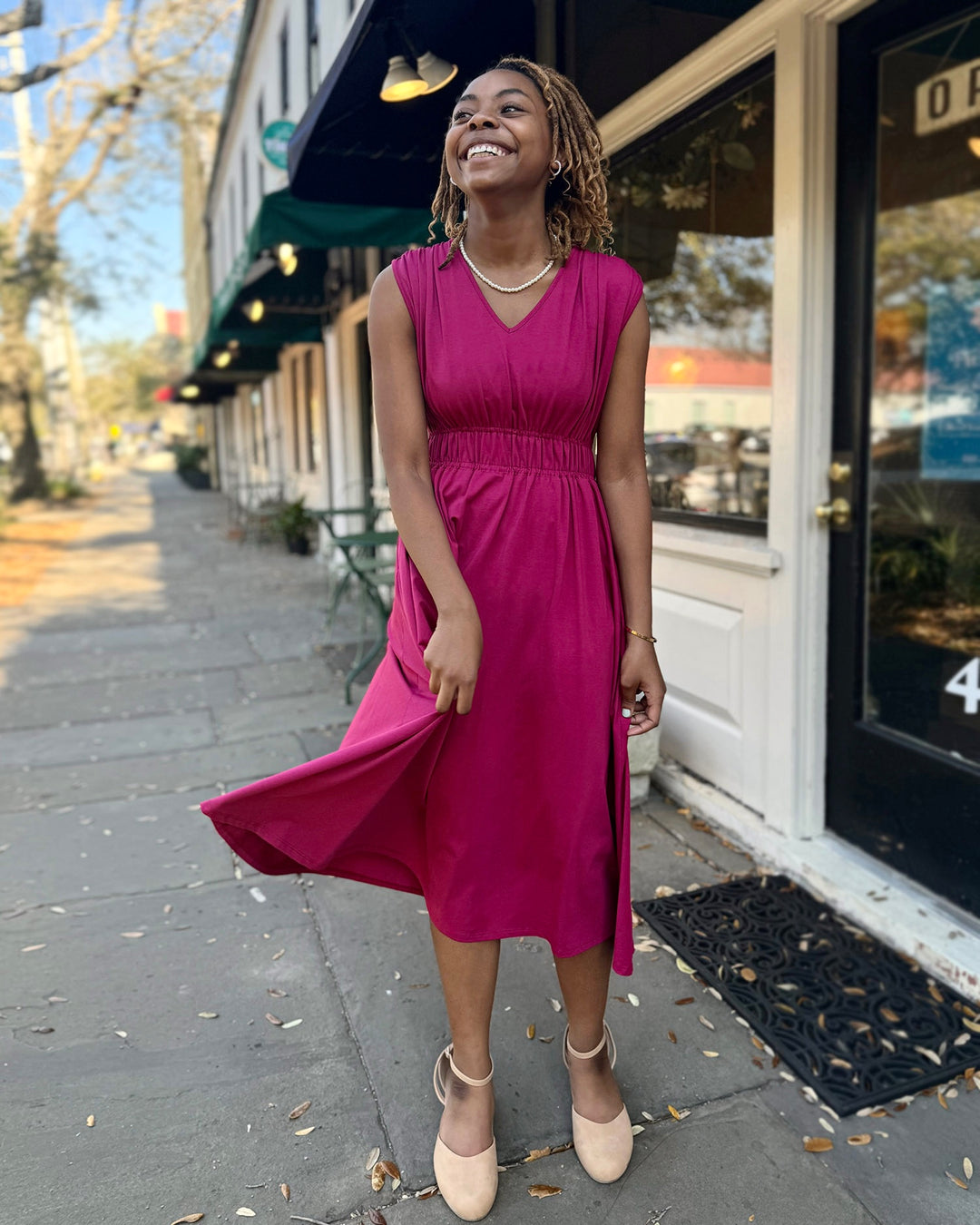 HAMPTON dress in Garnet Pink Elegantees HAMPTON dress in Garnet Pink Elegantees