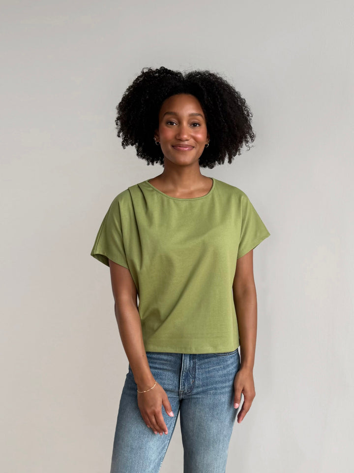 JEANINE heavy-knit top in Grass Green