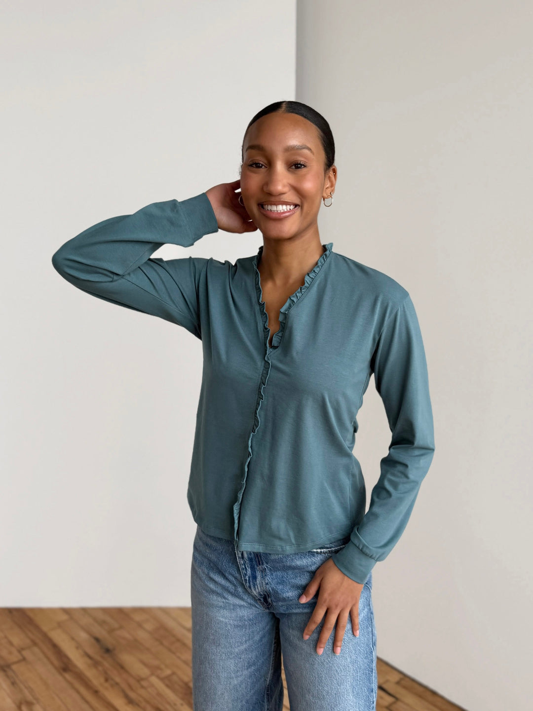 PIETRA jersey top in Dark Aqua