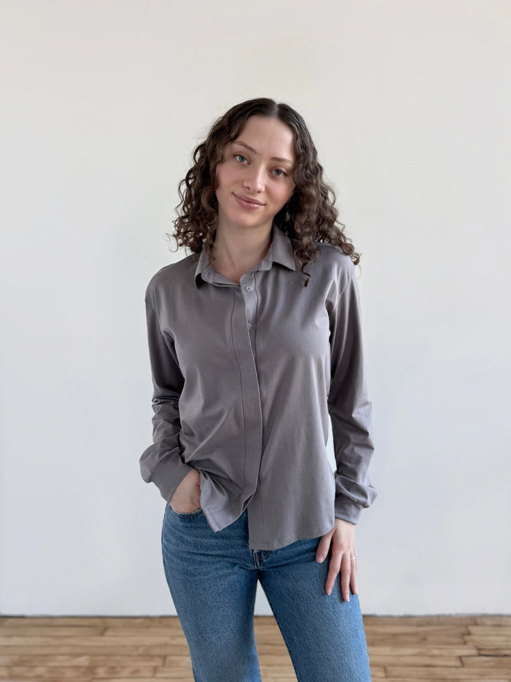 DEVON blouse in Circular Grey