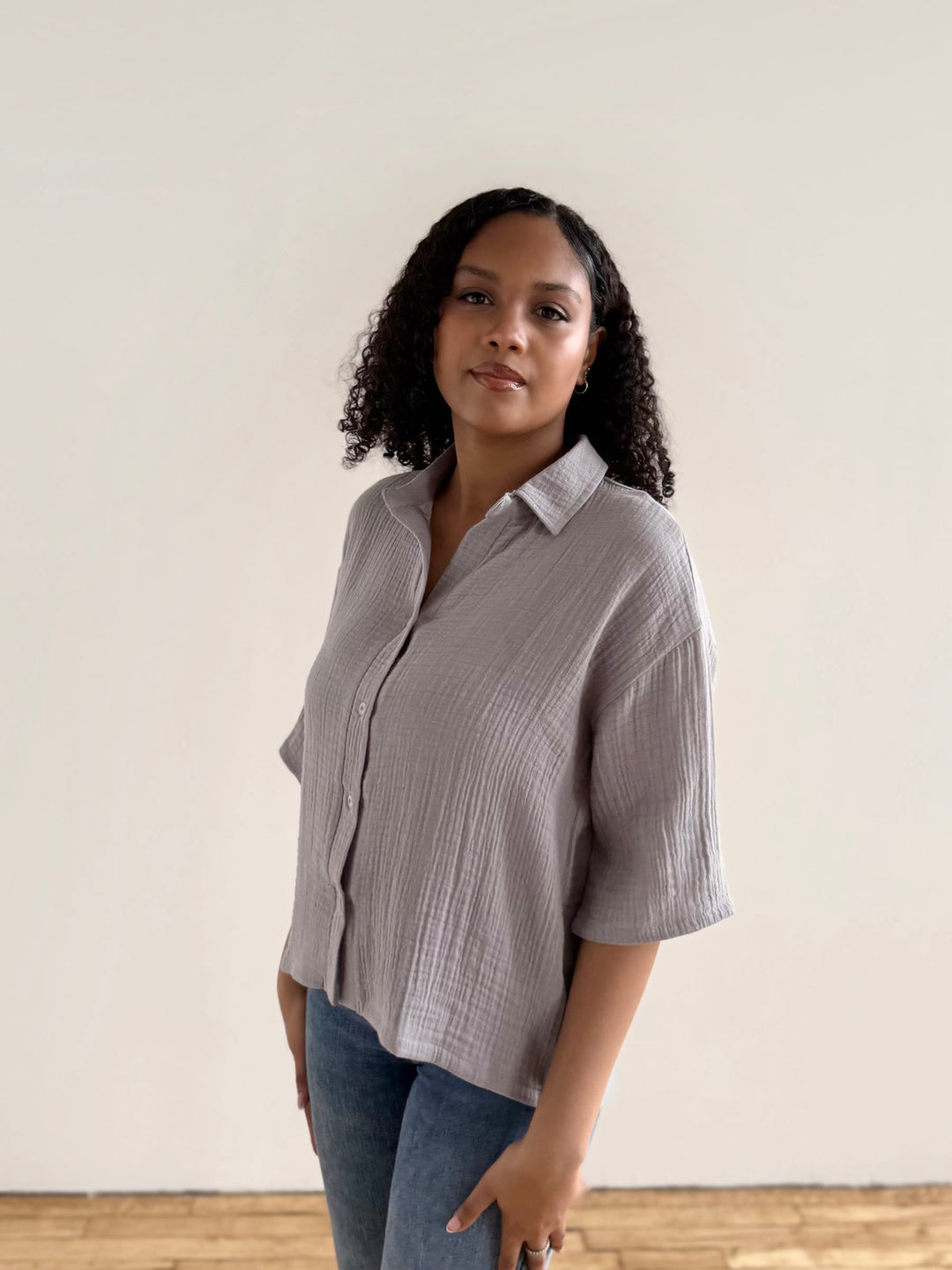 CARROLL gauze boxy shirt in Cloud Grey