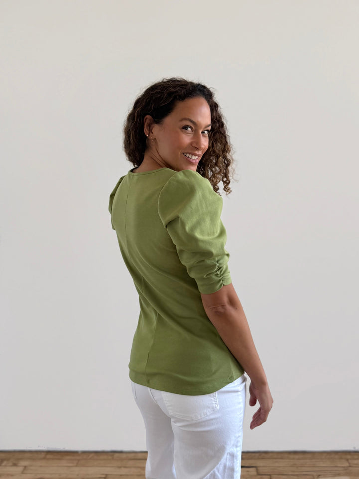 CORALIE doubleknit top in Grass Green