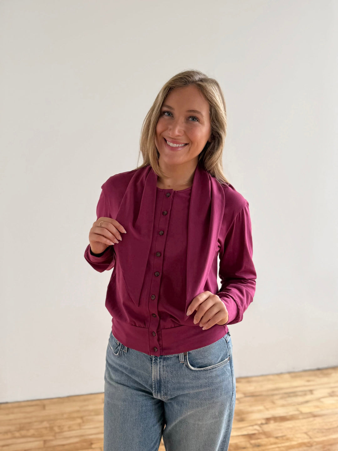 EUGENIE cardigan/top in Deep Berry