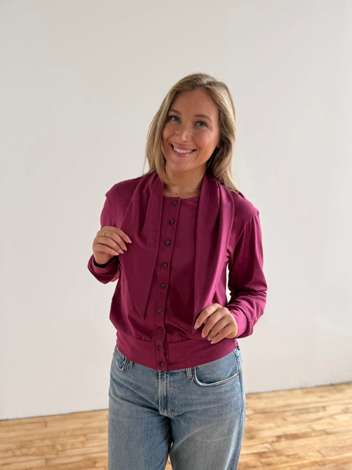 EUGENIE cardigan/top in Deep Berry